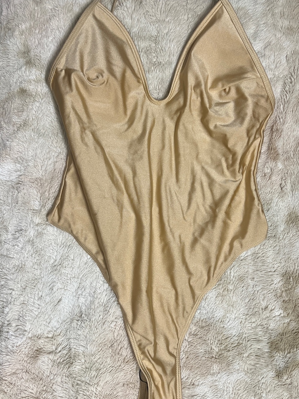 shimmery gold one piece bathing suit